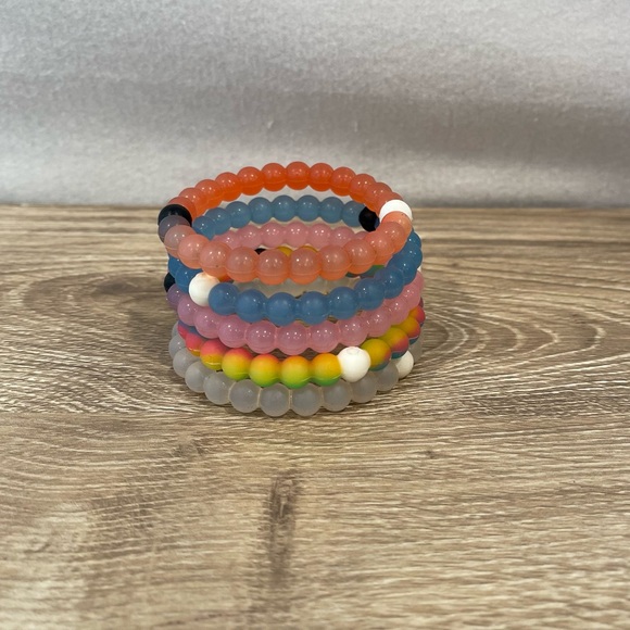 Lokai Silicone Beaded Bracelet Bubble Bead Stack of Five Multicolor - Picture 2 of 6